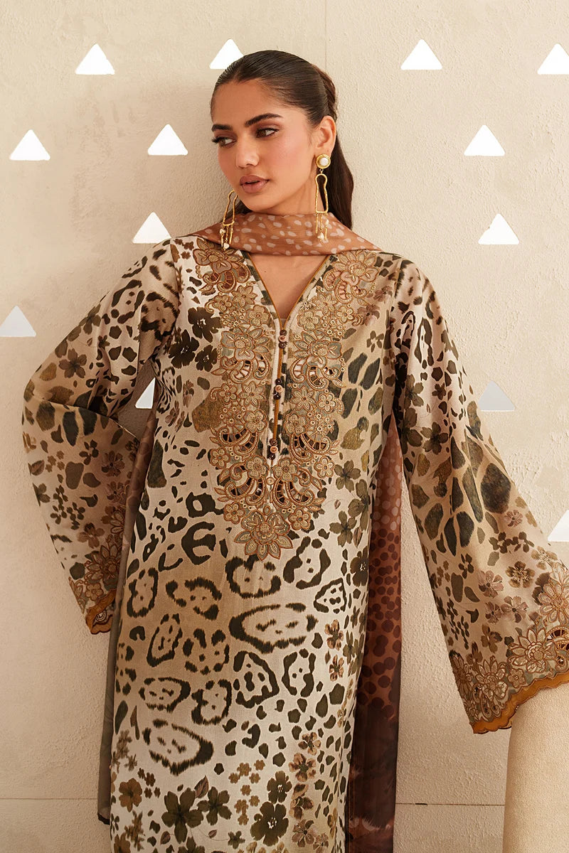 Baroque Stitched Lawn Embroidered & Printed 3 Piece Suit