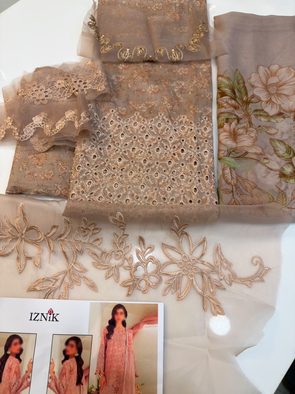 Iznik lawn Embroidery piece Unstitched order code (Af-19)