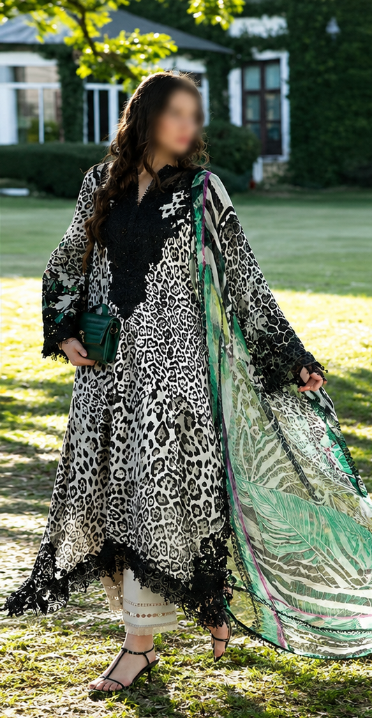 Elaf lawn Embroidery 3 piece Unstitched order code (Af-27)