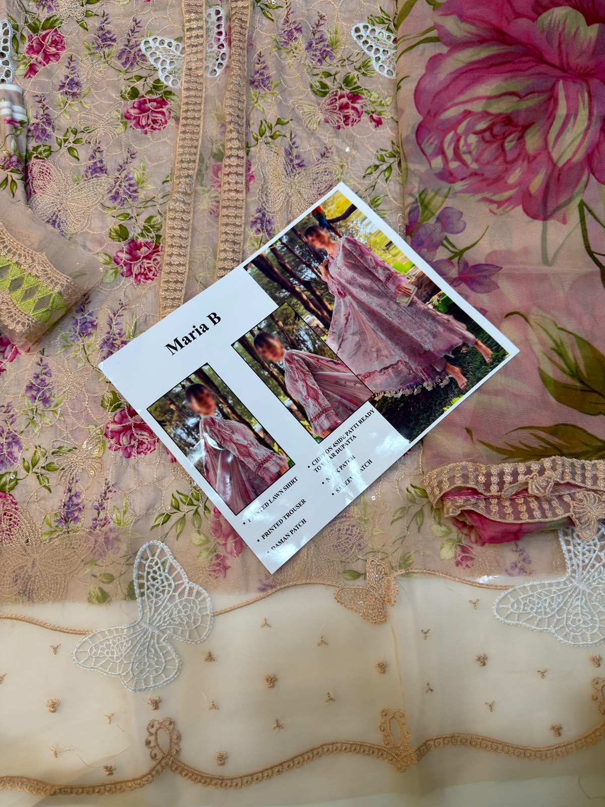 Maria B lawn Embroidery 3 piece Unstitched order code (Af-11)
