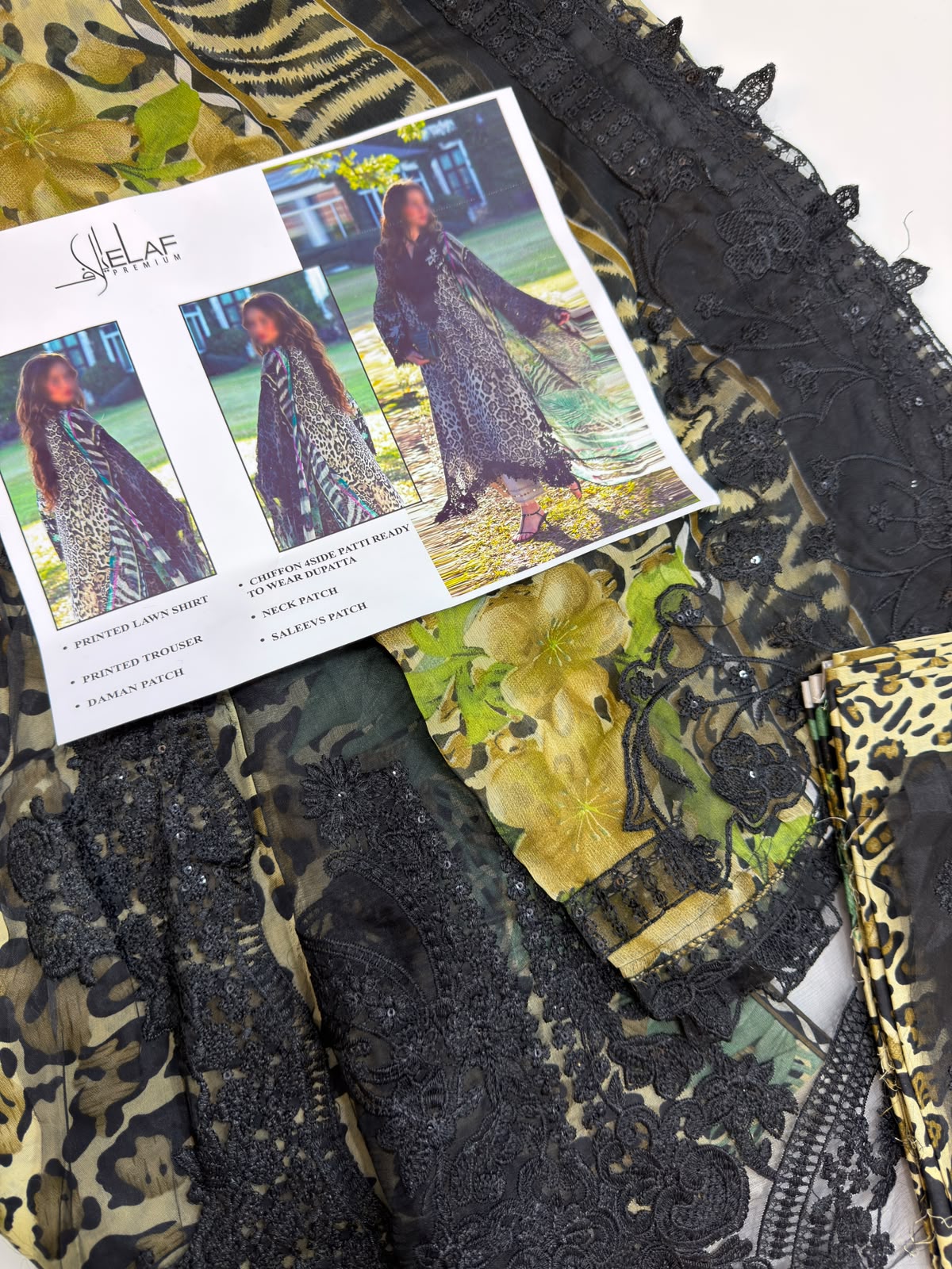 Elaf lawn Embroidery 3 piece Unstitched order code (Af-27)