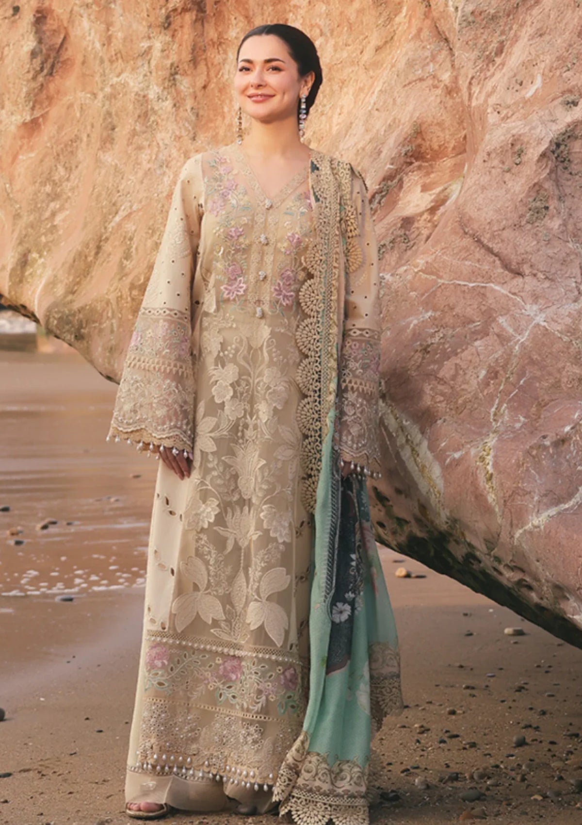 Imrozia Brown Luxury Lawn Chikankari