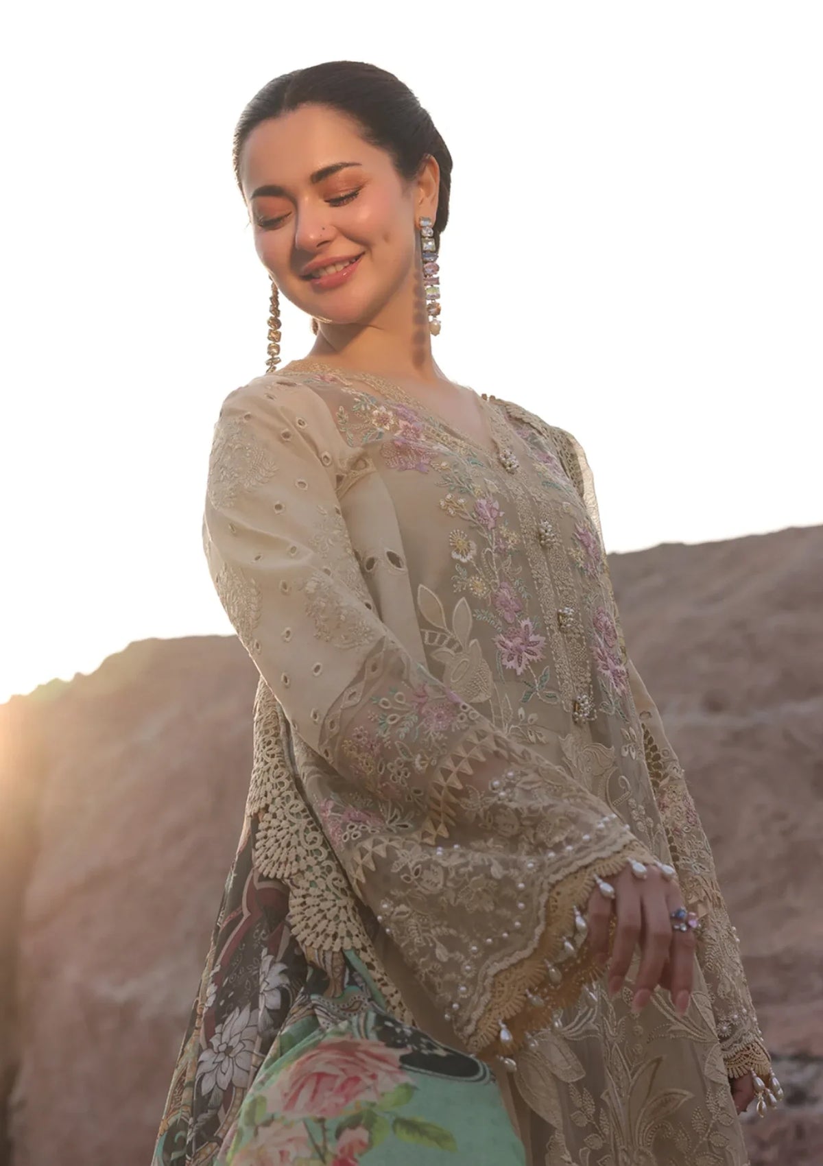 Imrozia Brown Luxury Lawn Chikankari