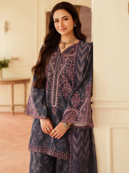 Mohagni Lawn Embroidery 3 piece Unstitched order code (AF-01)