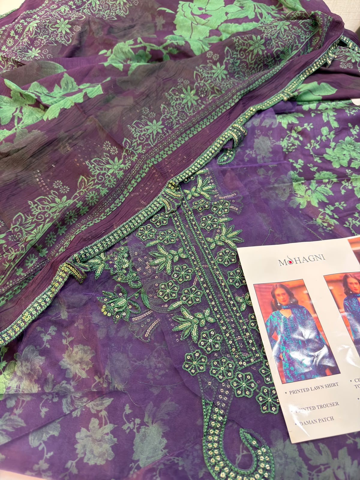 Mohagni lawn Embroidery 3 piece Unstitched order code (Af-05)