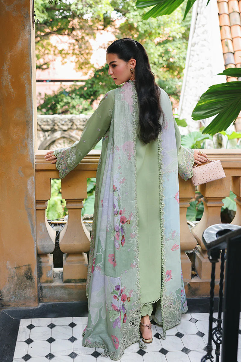 3 Piece Qalamkar Pistachio Luxury Lawn Chikankari