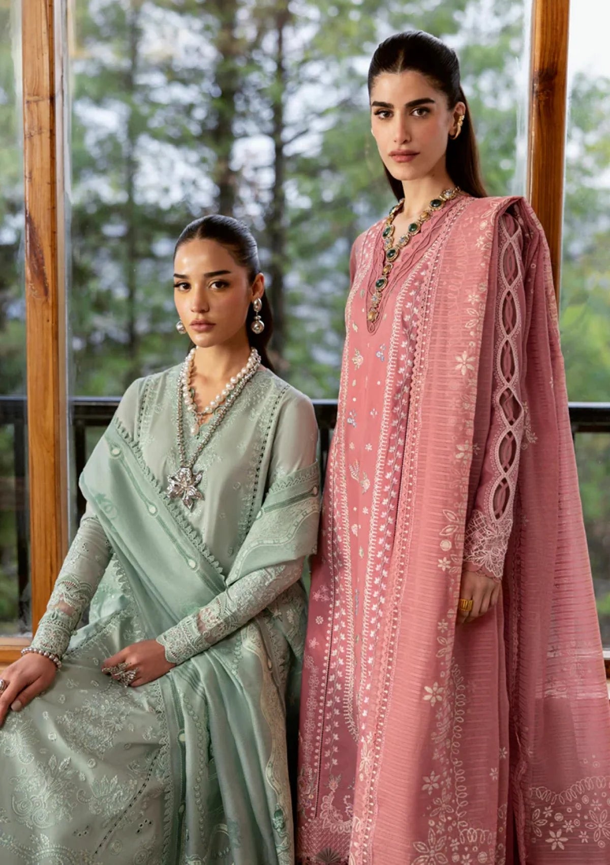 Qalamkar Dhanak Embroidered 3-Piece Suit with Embroidered Shawl