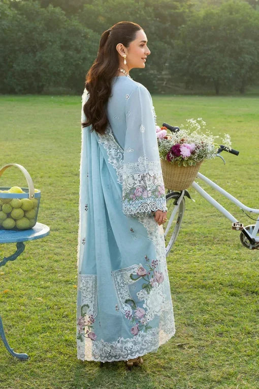 Elaf Sky Blue Luxury Lawn Chikankari 3-Piece Unstitched Suit