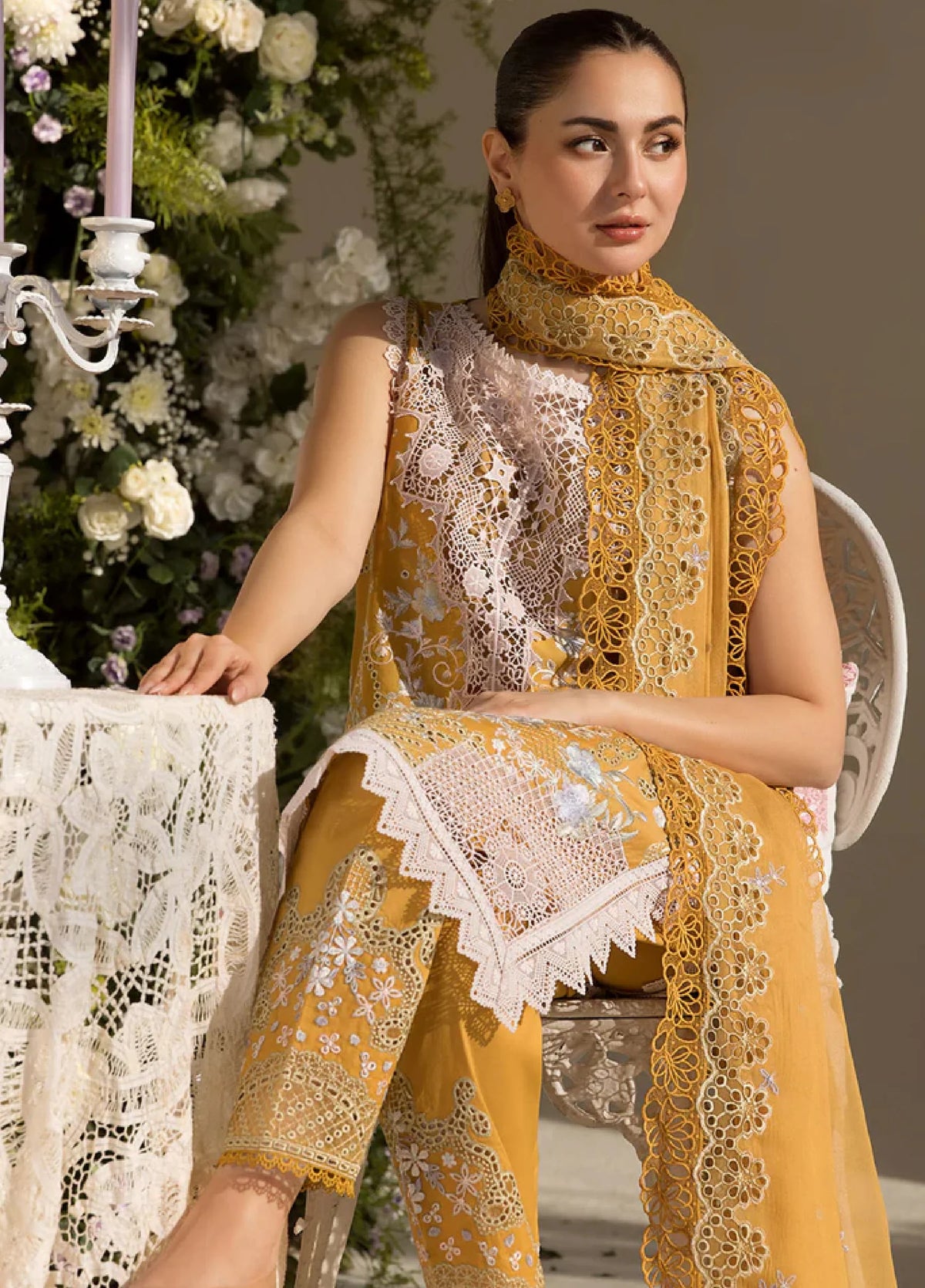 Sobia Nazir Mustard Luxury Lawn Chikankari