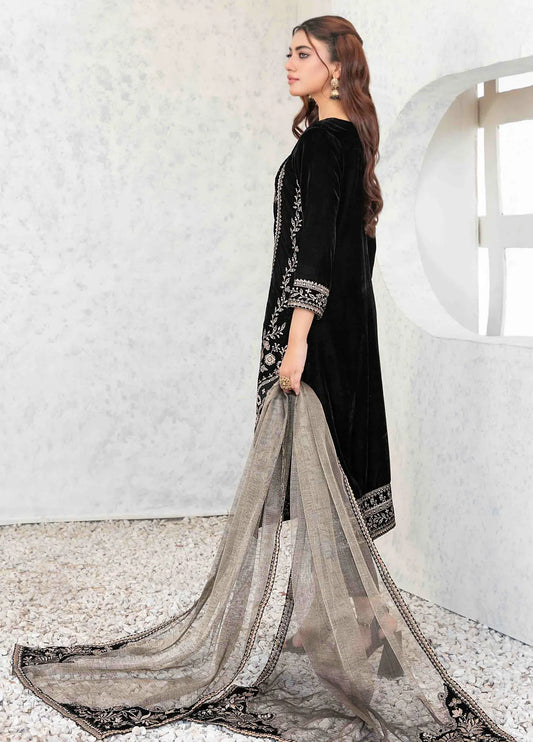 Tawakkal Velvet Embroidered 3-Piece Suit with Silk Dupatta