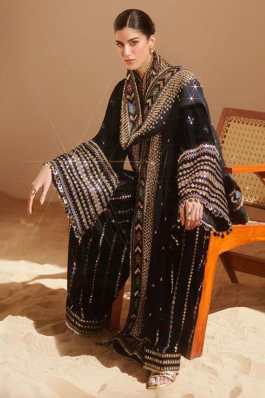 Dhanak Embroidered 3-Piece Suit with Embroidered Shawl