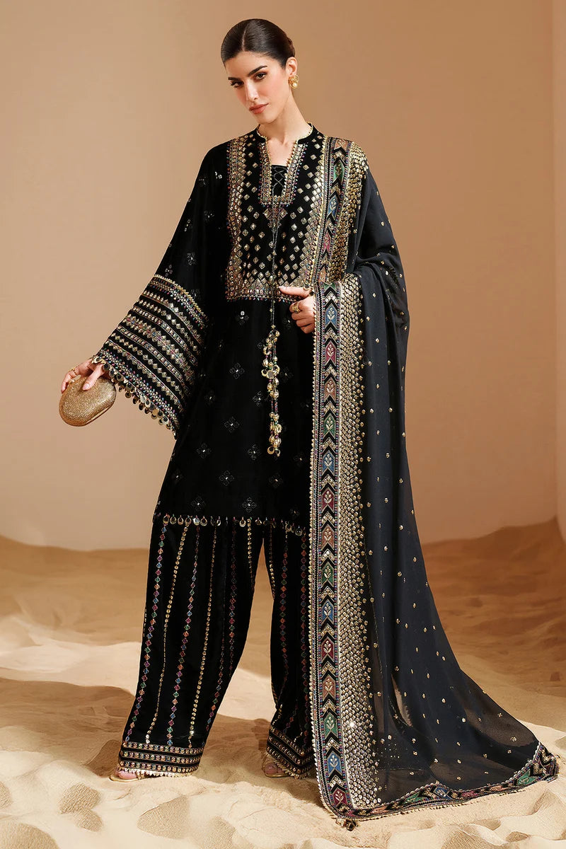 Dhanak Embroidered 3-Piece Suit with Embroidered Shawl