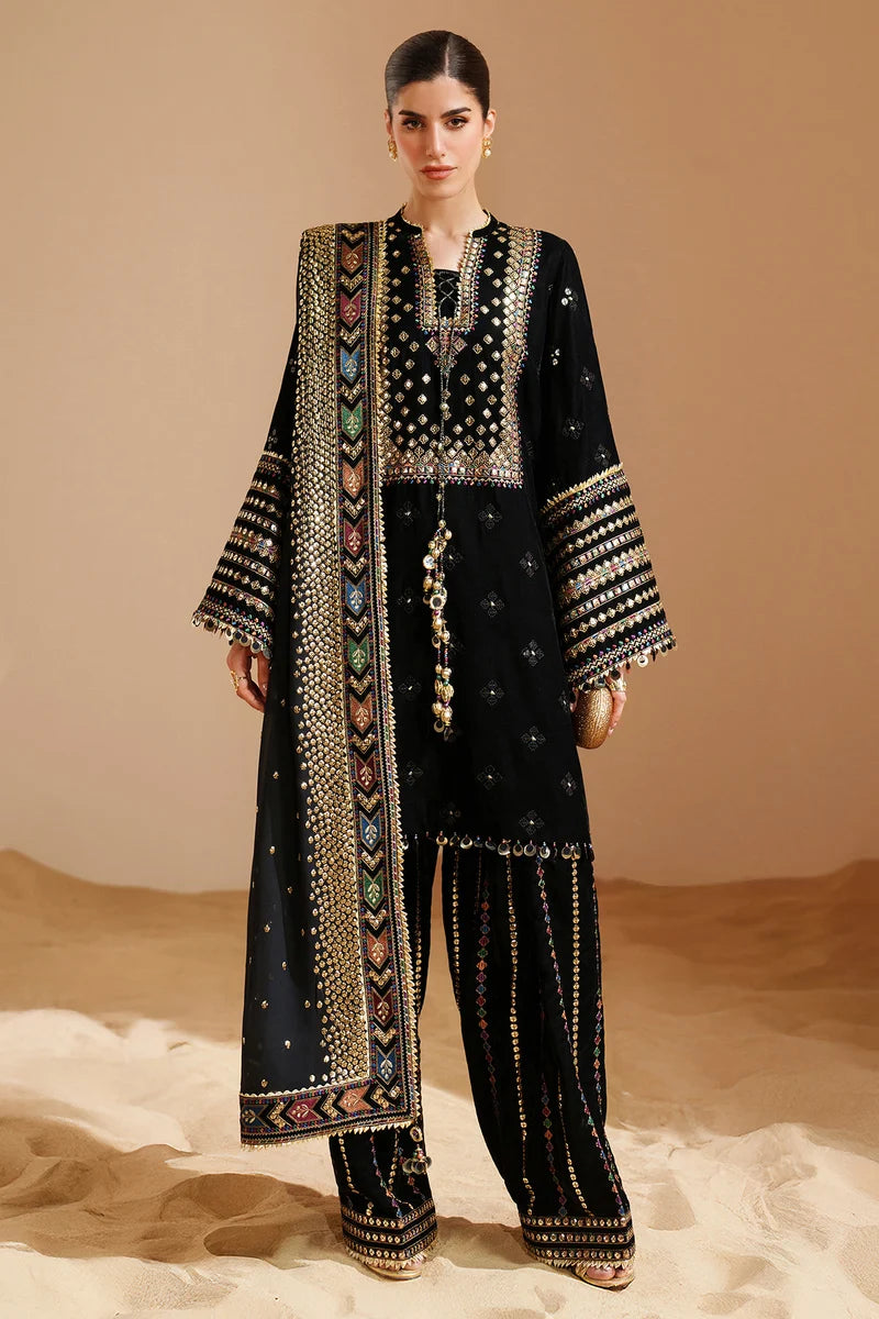 Dhanak Embroidered 3-Piece Suit with Embroidered Shawl