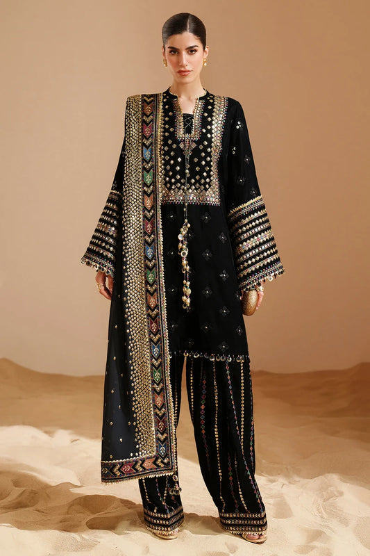 Dhanak Embroidered 3-Piece Suit with Embroidered Shawl