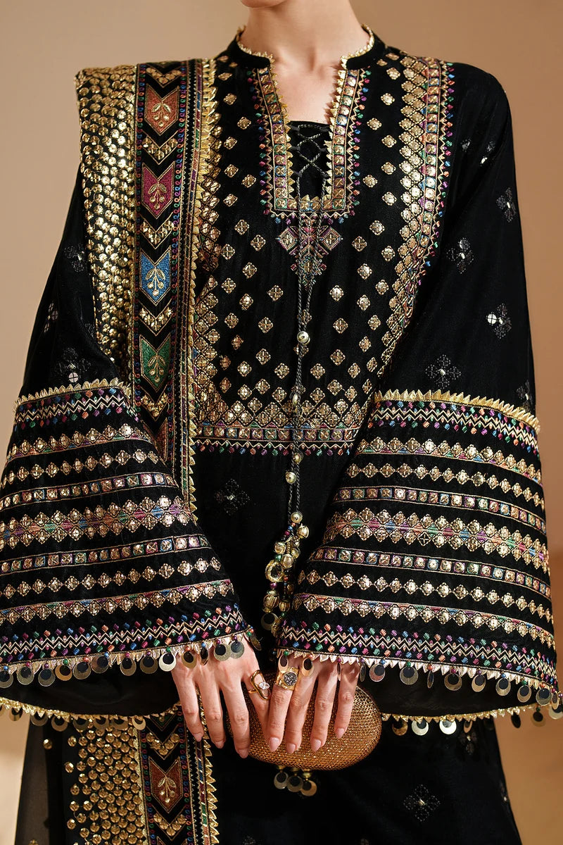 Dhanak Embroidered 3-Piece Suit with Embroidered Shawl