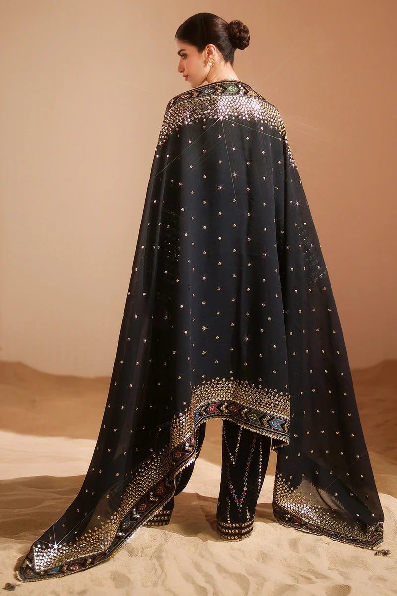 Dhanak Embroidered 3-Piece Suit with Embroidered Shawl