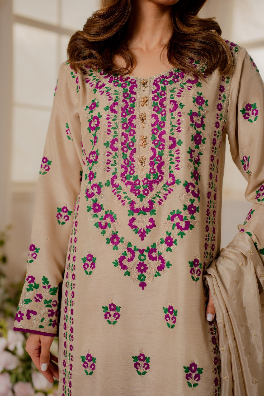 Luxury Winter Dhanak Embroidered 3-Piece Unstitched Suit